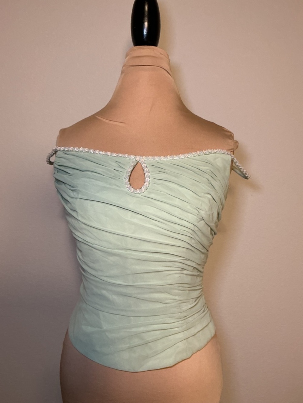 Mint Off-Shoulder Ruched Bustier Top - Picture 5 of 13